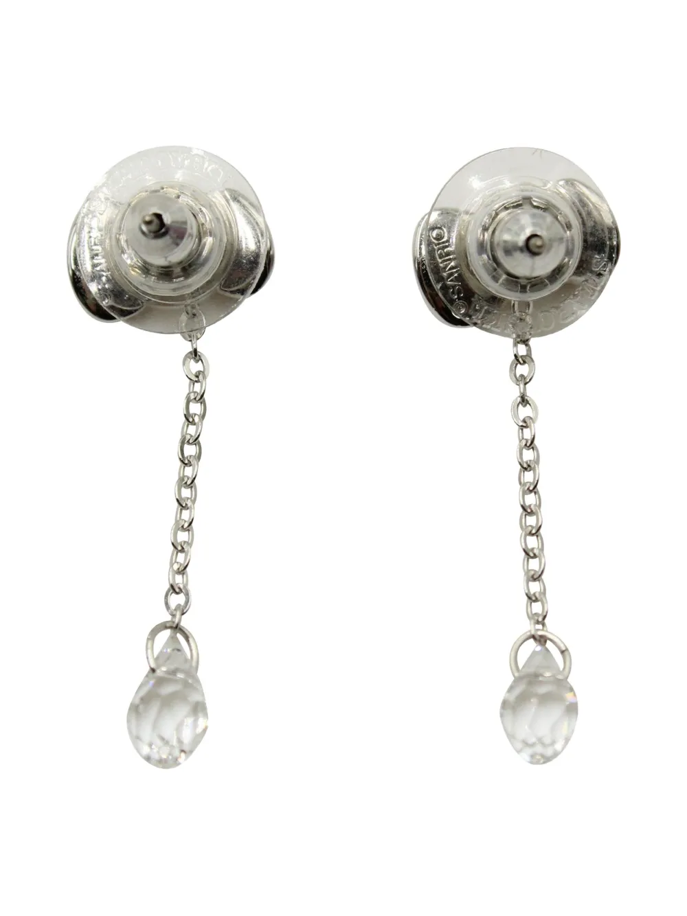 Pre-owned Swarovski Vintage X Hello Kitty Bow Drop Earrings In Silver