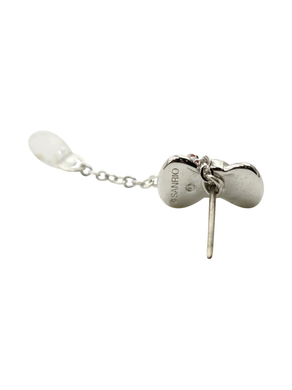 Pre-owned Swarovski Vintage X Hello Kitty Bow Drop Earrings In Silver