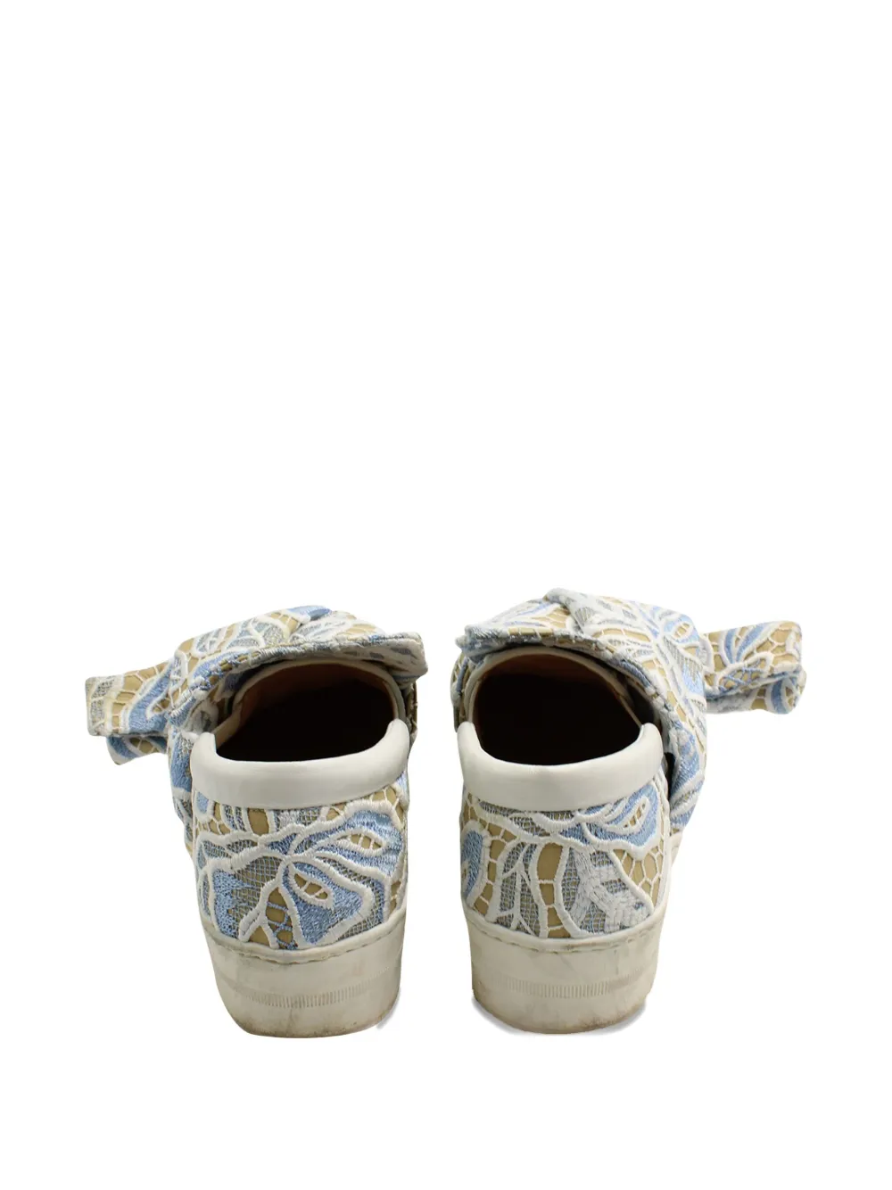 Pre-owned N°21 Knot-detail Lace Sneakers In Neutral