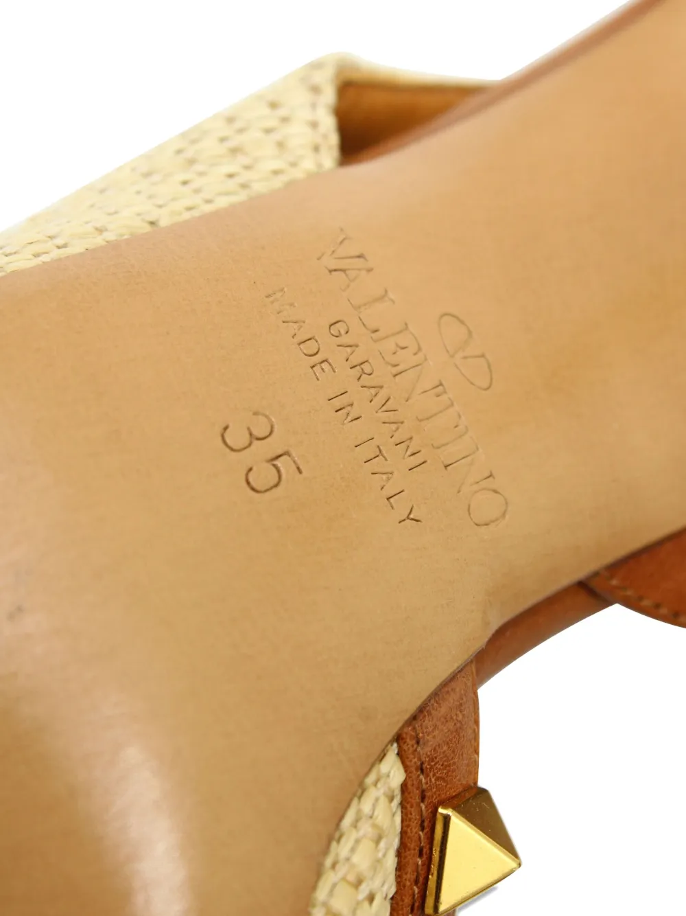 Pre-owned Valentino Garavani Rockstud Slingback Sandals In Neutral