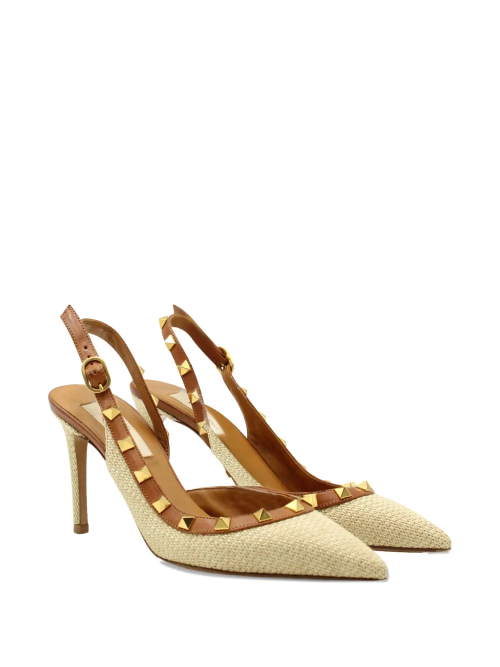 Valentino Garavani Pre-Owned Rockstud slingback sandals - Beige