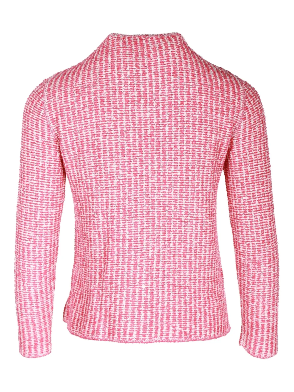 Pre-owned Prada Tweed Fringe Cardigan In Pink