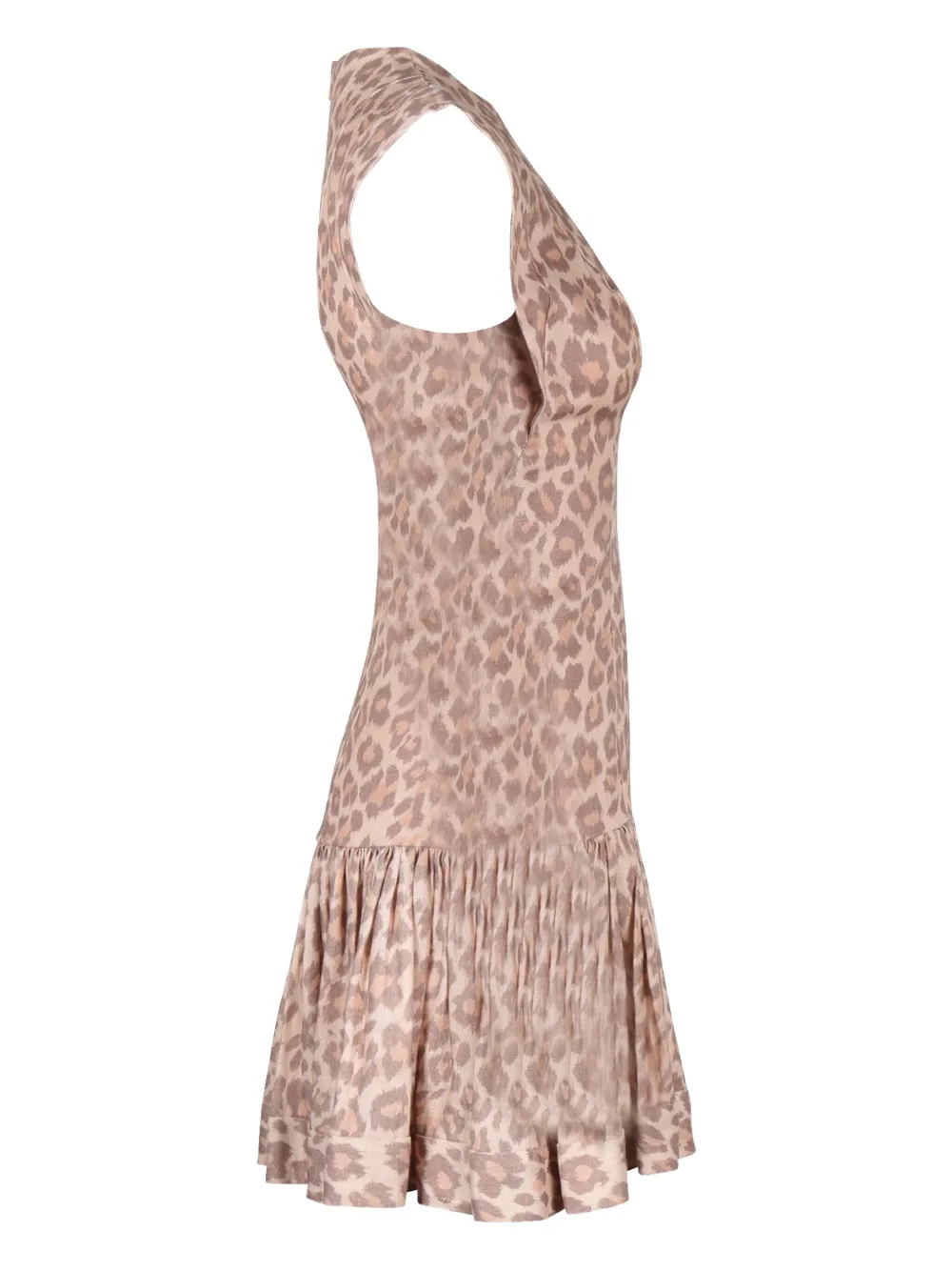Pre-owned Zimmermann Leopard-print Ruffled Dress In Pink
