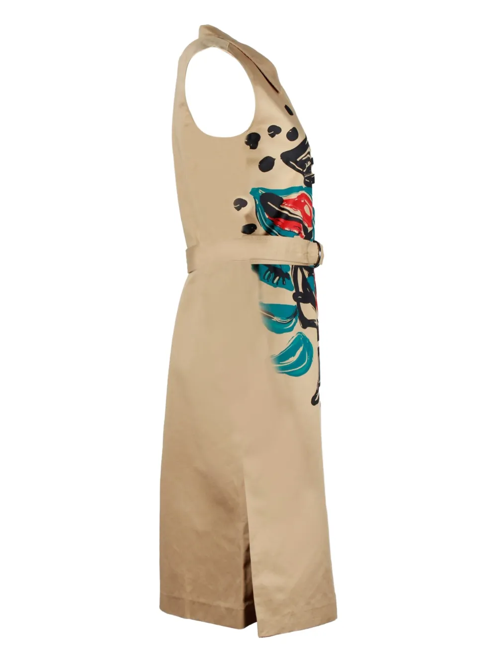 Pre-owned Marni Liz Jungle-print Belted Dress In Neutral