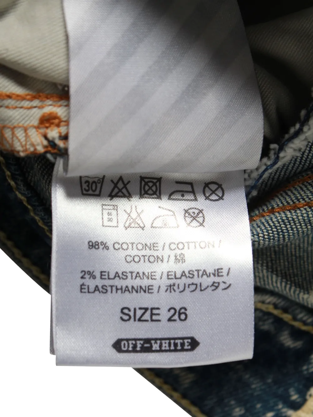 Pre-owned Off-white Distress Straight-leg Jeans In Blue