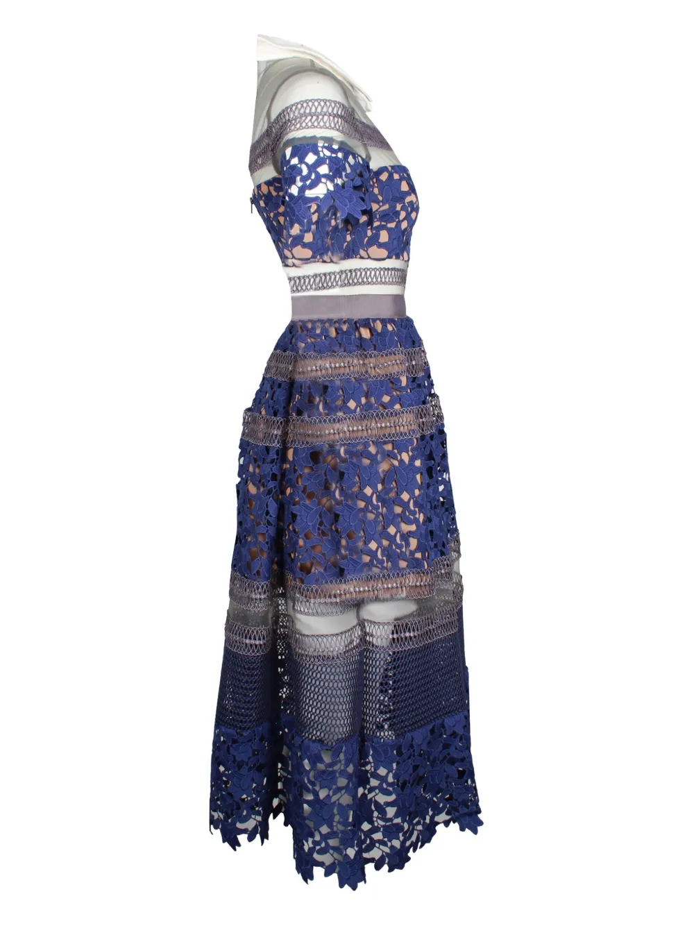 Self-Portrait 2010s lace midi dress - Blauw