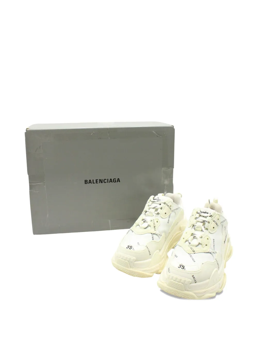 Pre-owned Balenciaga Triple S Logo-print Sneakers In White