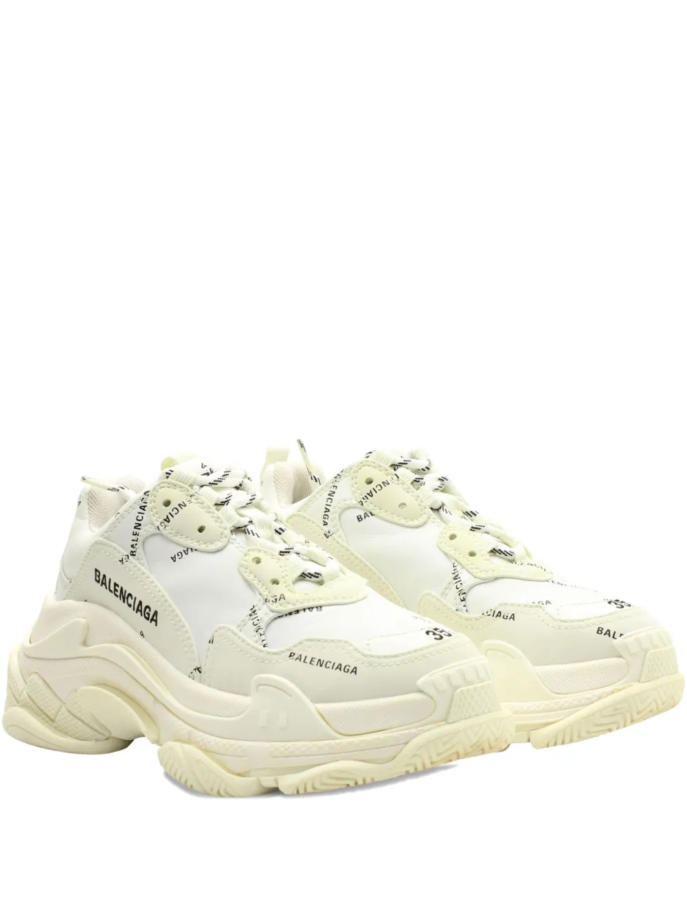 Pre-owned Balenciaga Triple S Logo-print Sneakers In White