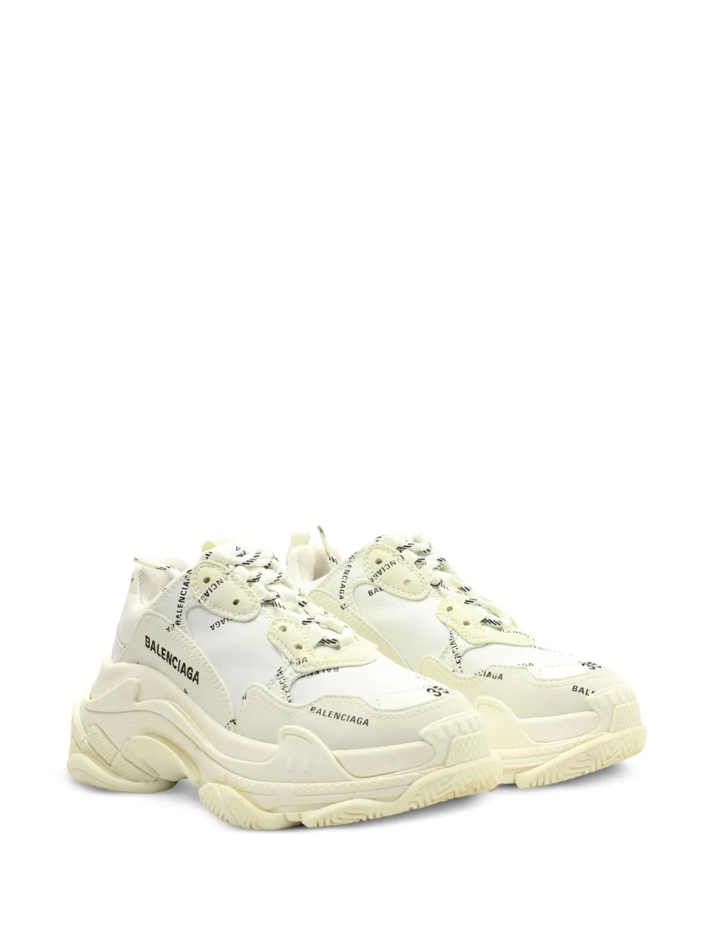 Balenciaga Pre-Owned Triple S sneakers met logoprint - Wit
