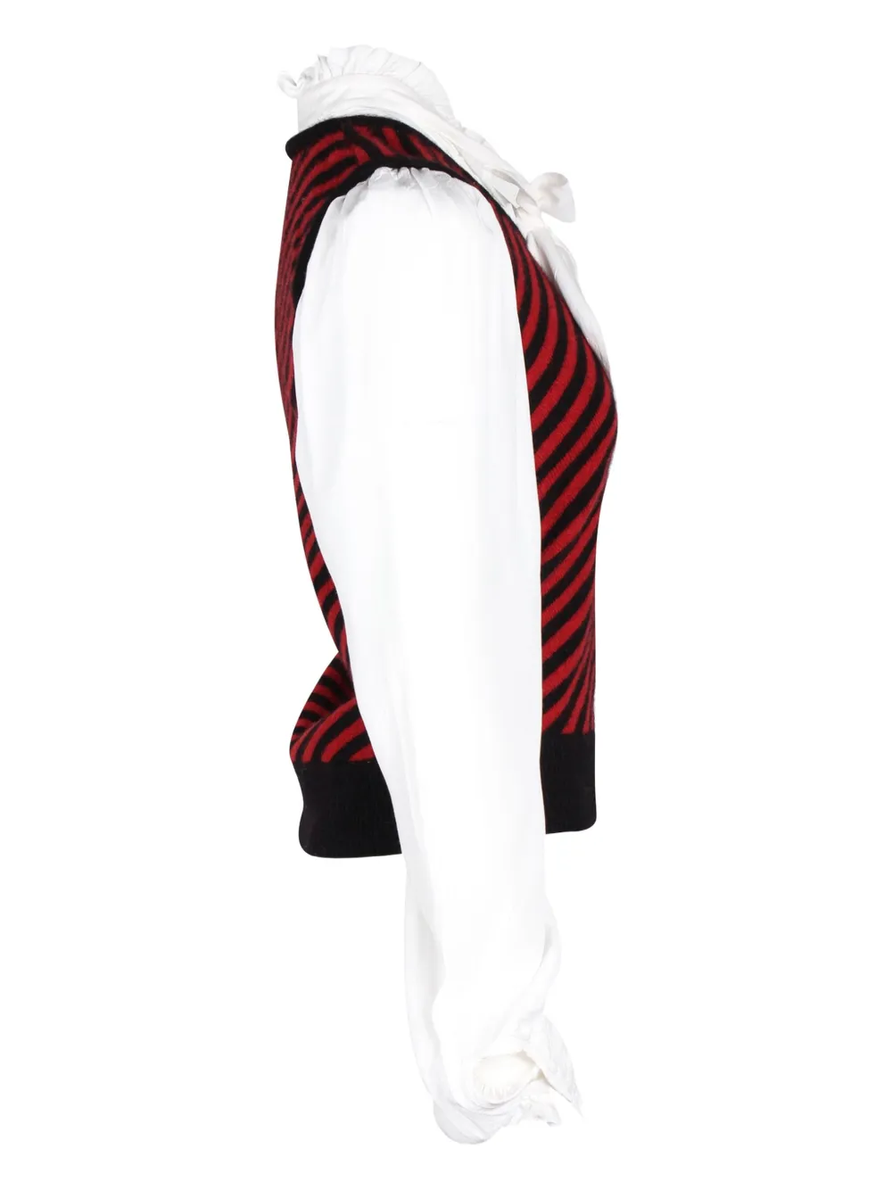 Pre-owned Maje Striped Bow Sweater In Red