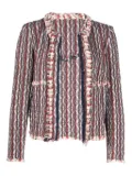 IRO tweed-pattern fringed jacket - White