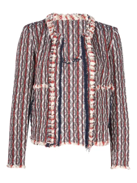 IRO tweed-pattern fringed jacket