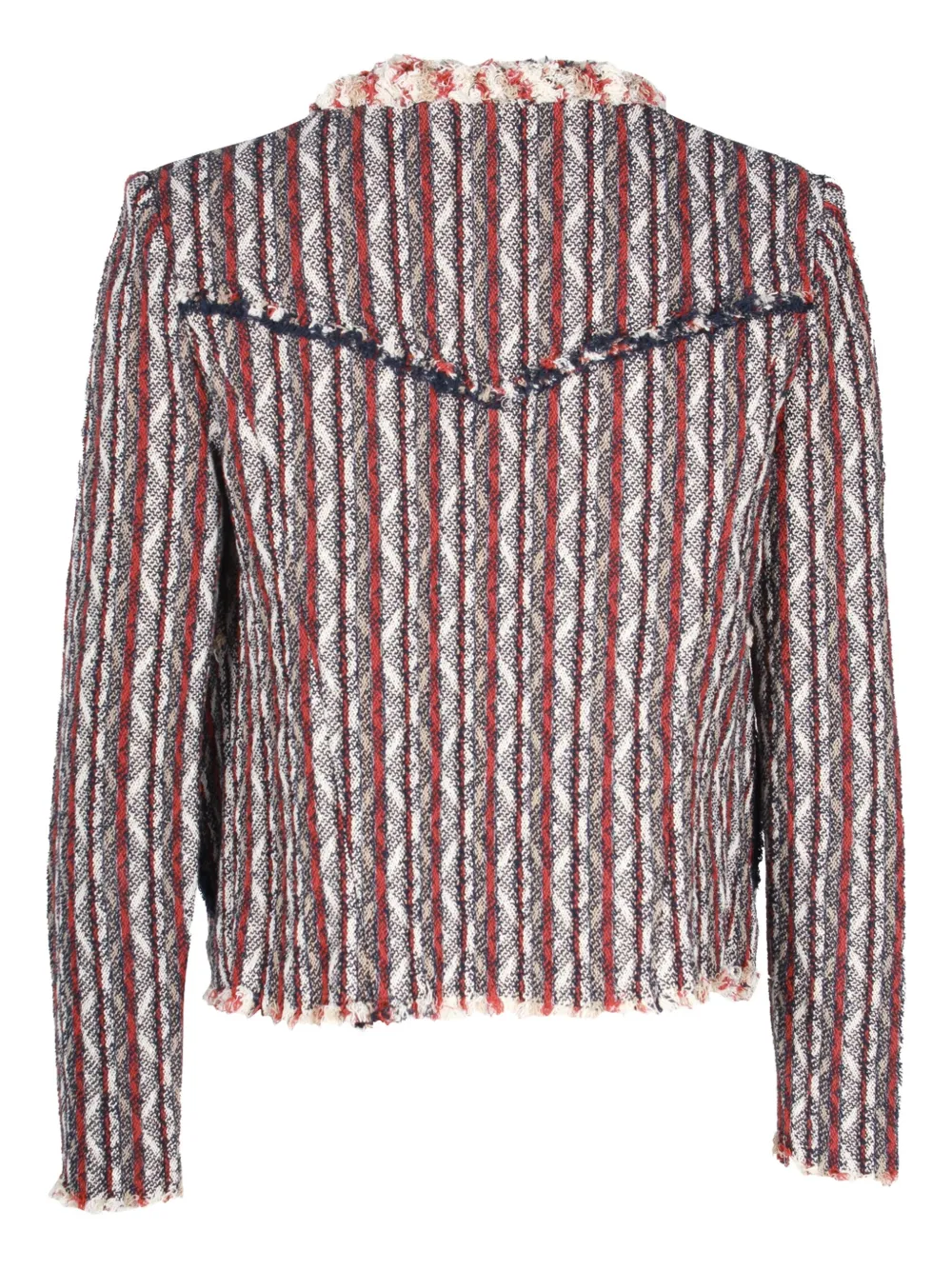 Pre-owned Iro Tweed-pattern Fringed Jacket In White
