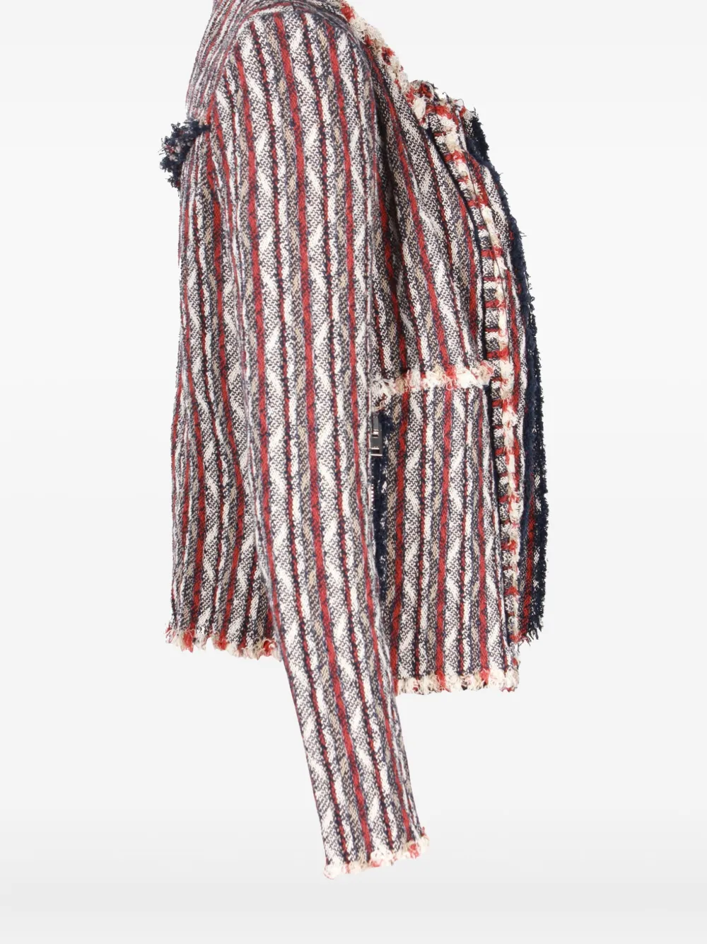 IRO tweed-pattern fringed jacket - Wit