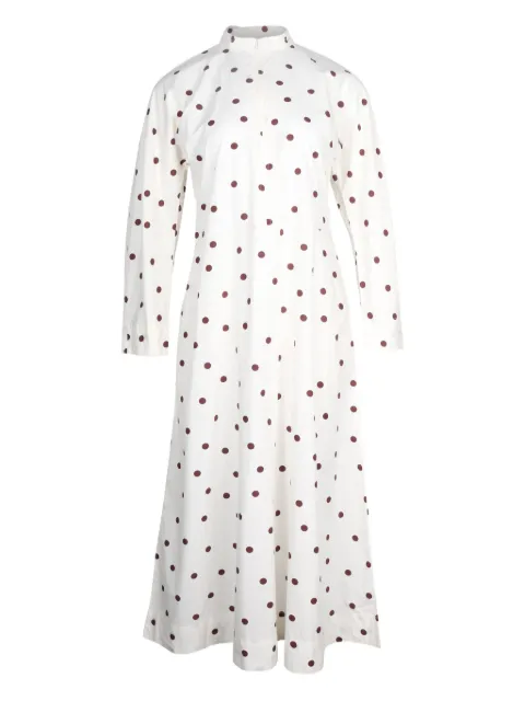 GANNI polka-dot long-sleeve midi dress