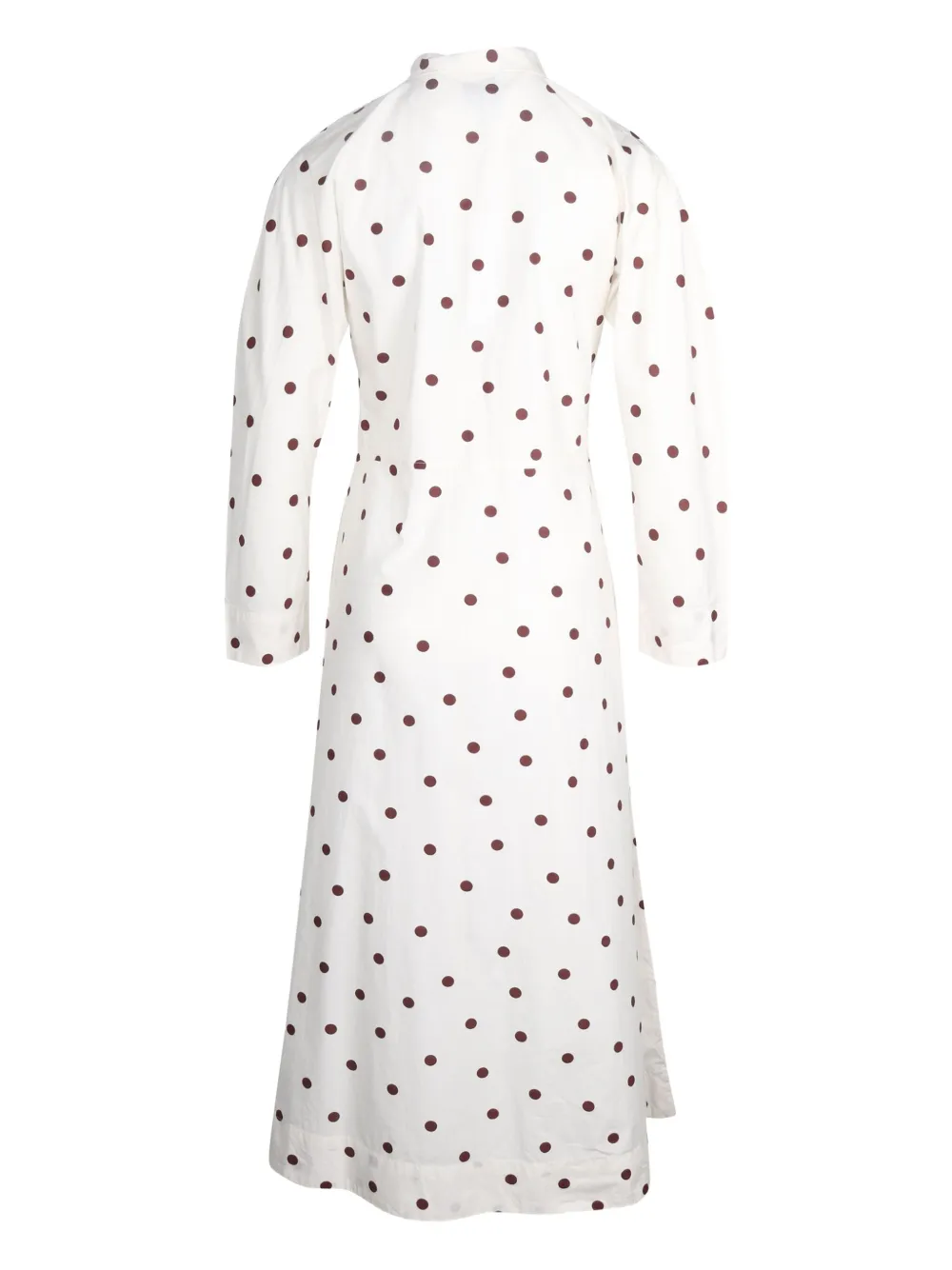 GANNI polka-dot long-sleeve midi dress - Wit