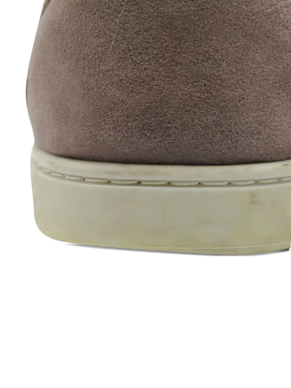 Pre-owned Gucci Web-stripe Suede Sneakers In Brown
