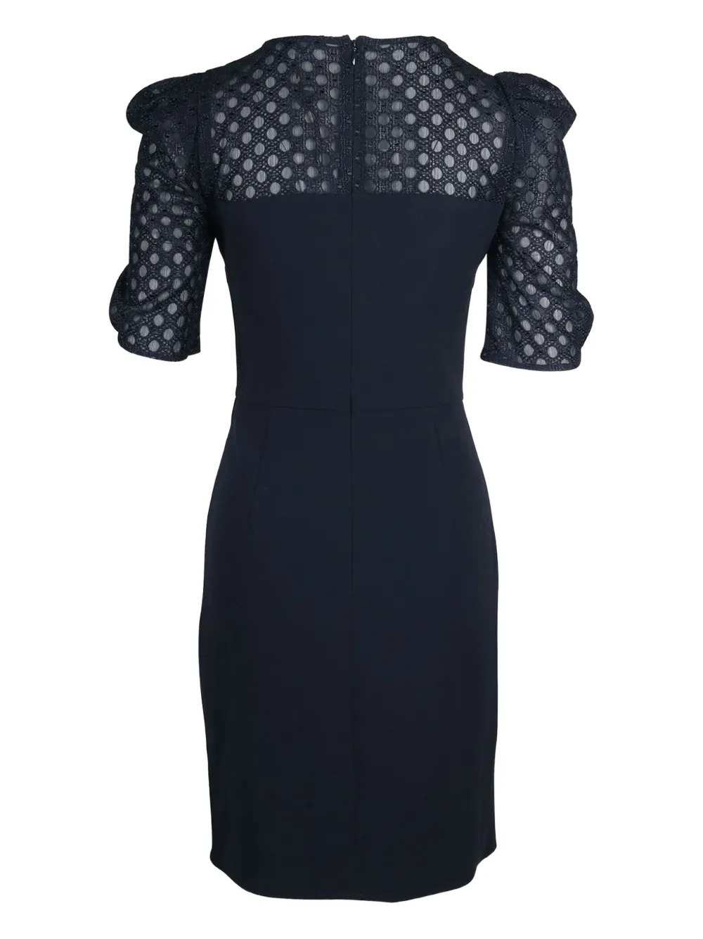Claudie Pierlot puff-sleeve lace-insert dress - Blauw