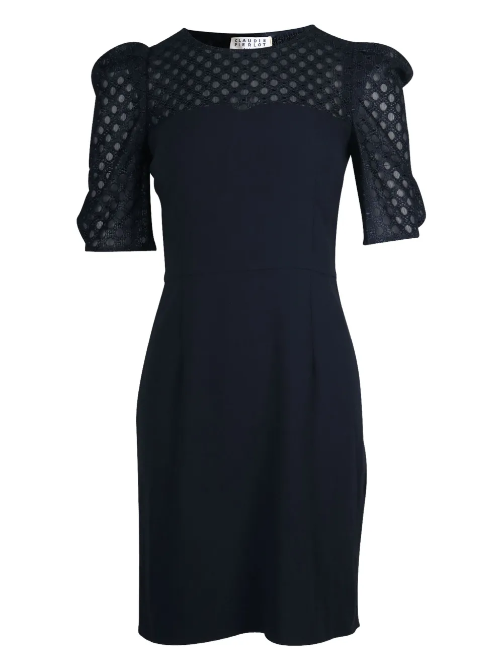 Claudie Pierlot puff-sleeve lace-insert dress | Blue | Image 1