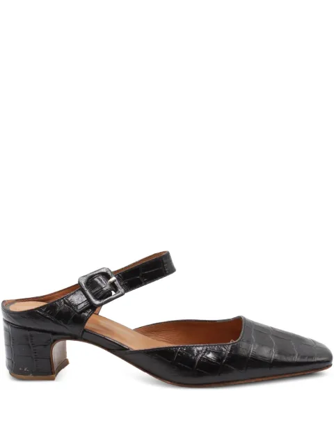 BY FAR crocodile-embossed buckled mules