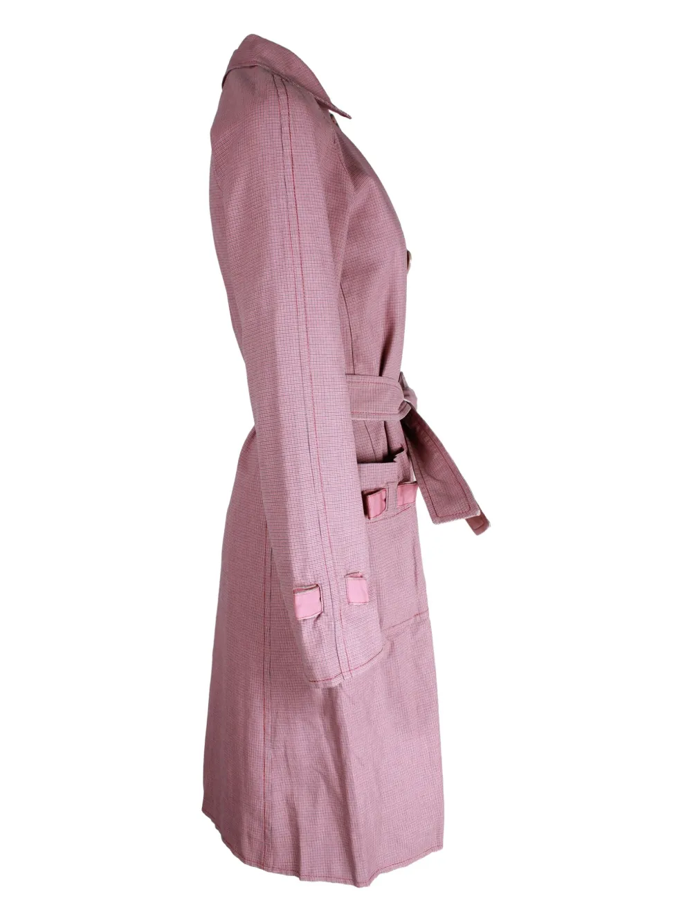 Pre-owned Marc Jacobs Vintage Micro-plaid Belted Coat In Pink