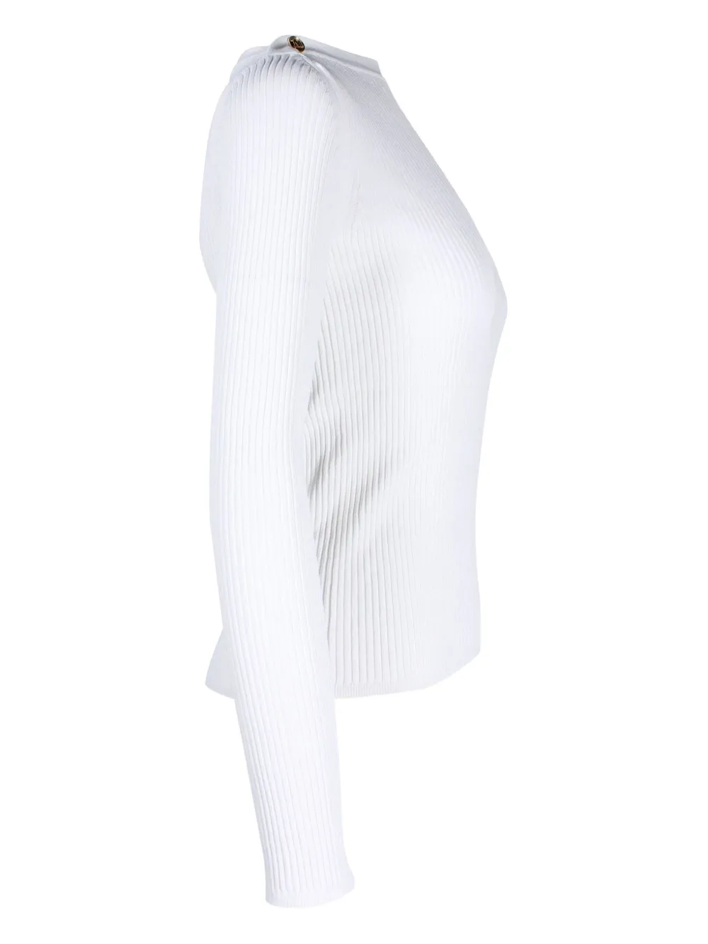 Pre-owned Max Mara Ribbed Boat-neck Top In White