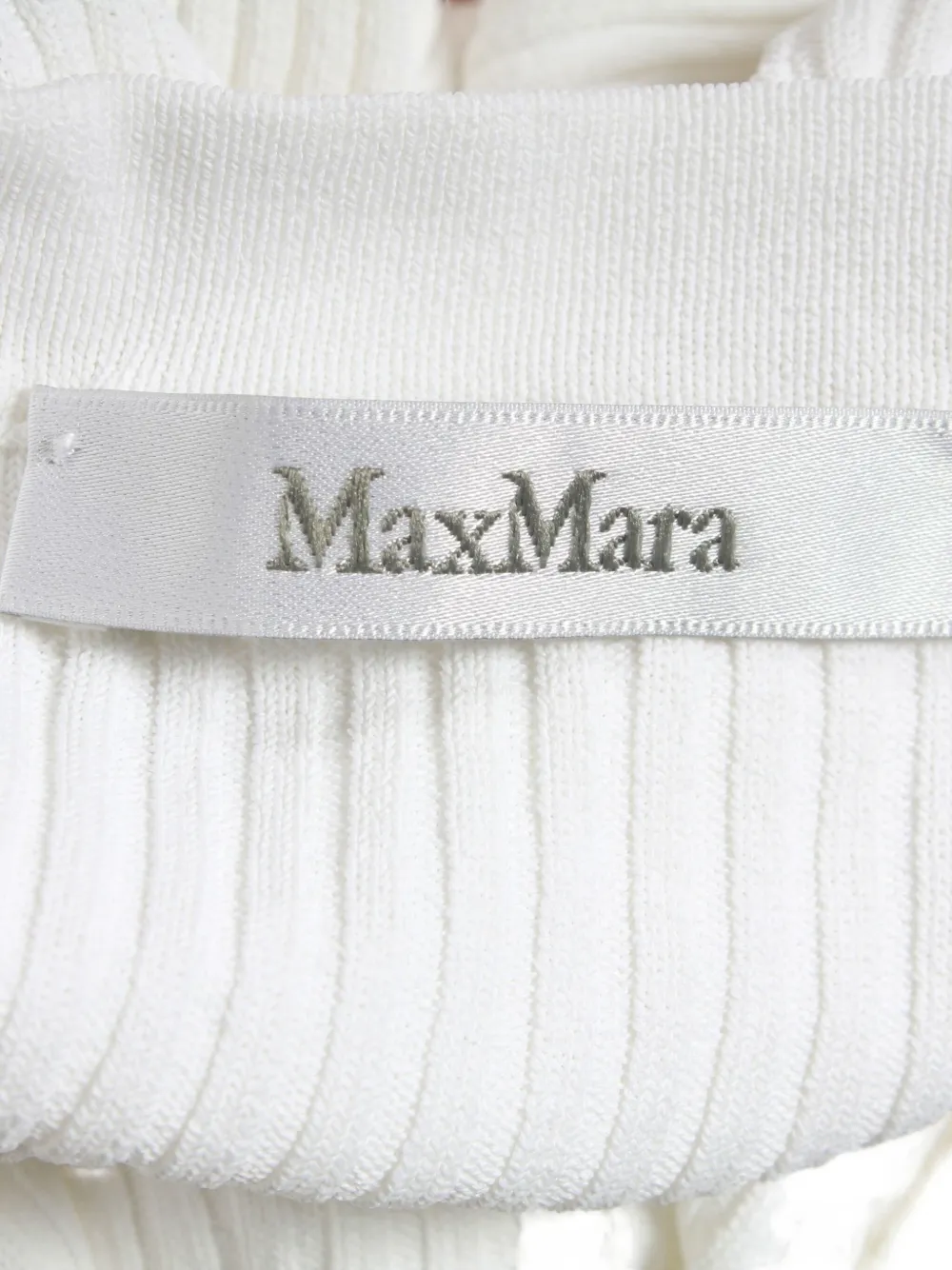 Pre-owned Max Mara Ribbed Boat-neck Top In White