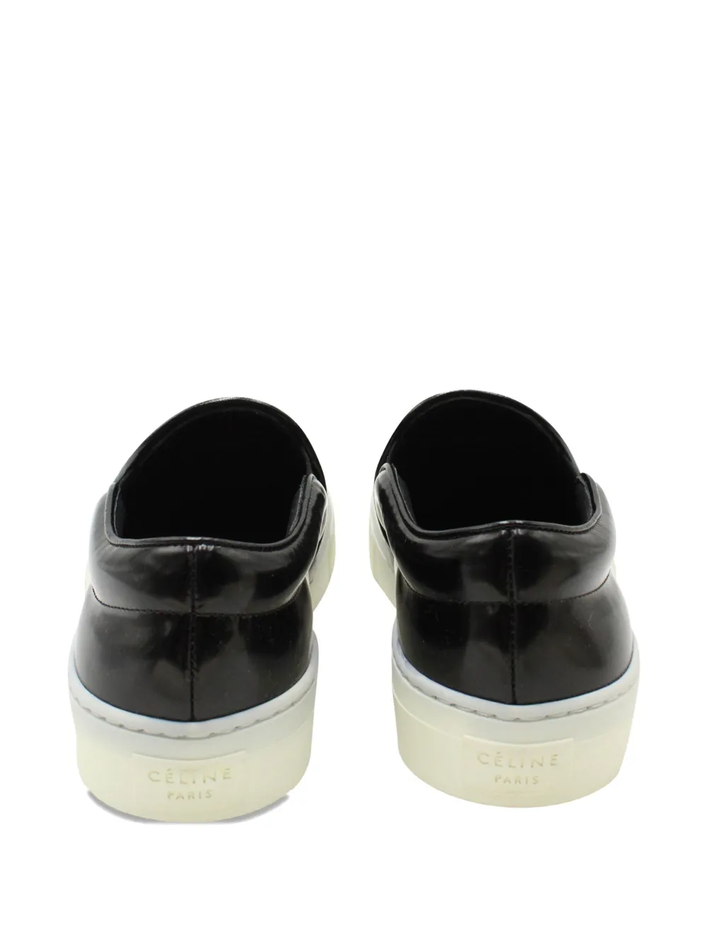 Pre-owned Celine Slip-on Leather Sneakers In Black