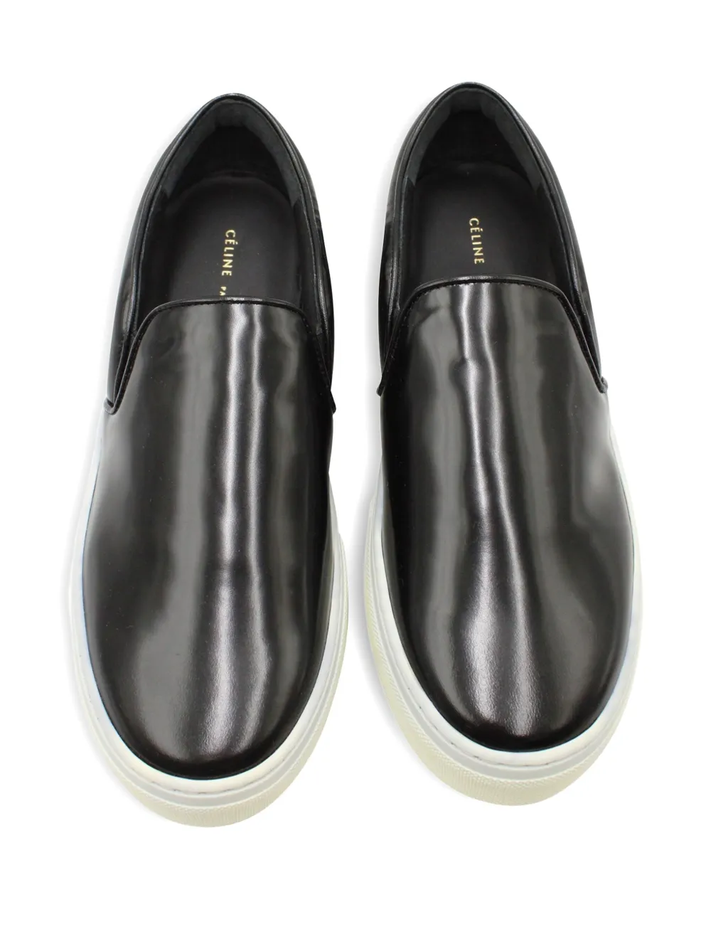 Pre-owned Celine Slip-on Leather Sneakers In Black