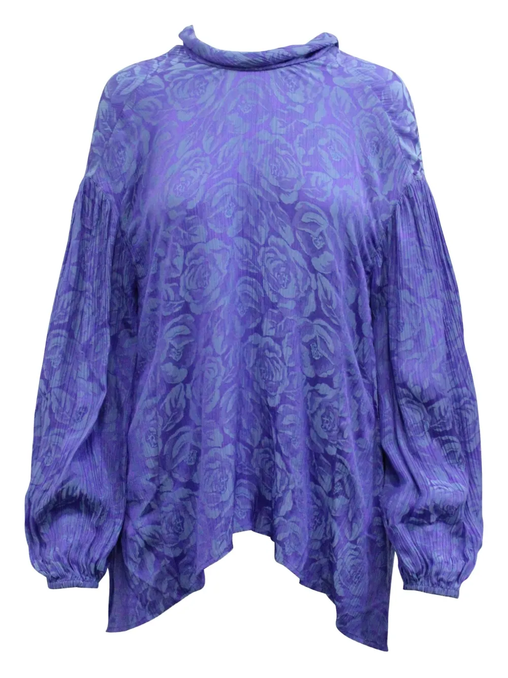 Pre-owned Chloé Vintage Lavalliere Floral-jacquard Blouse In Purple