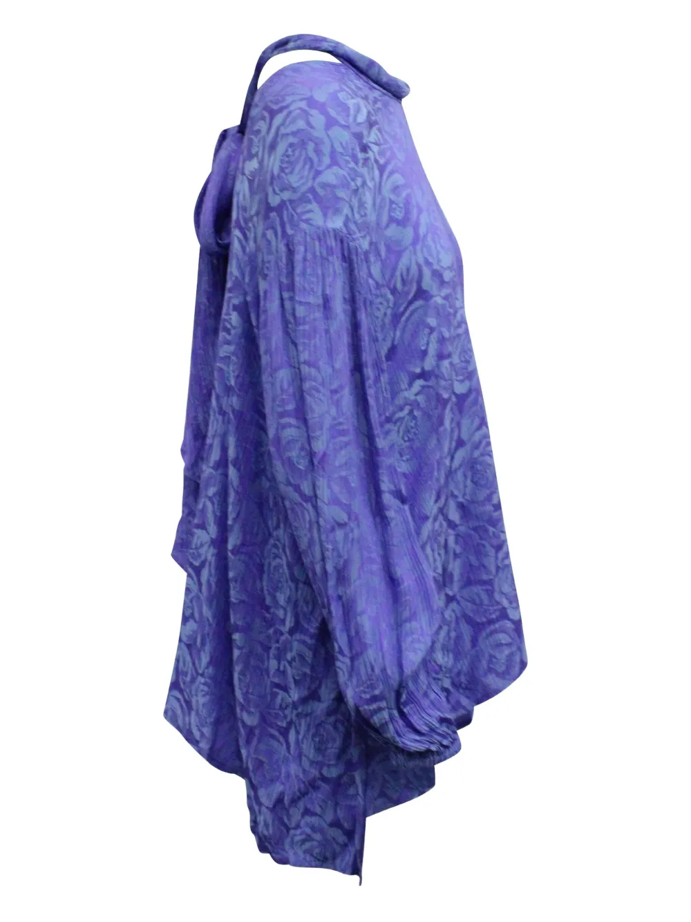 Pre-owned Chloé Vintage Lavalliere Floral-jacquard Blouse In Purple