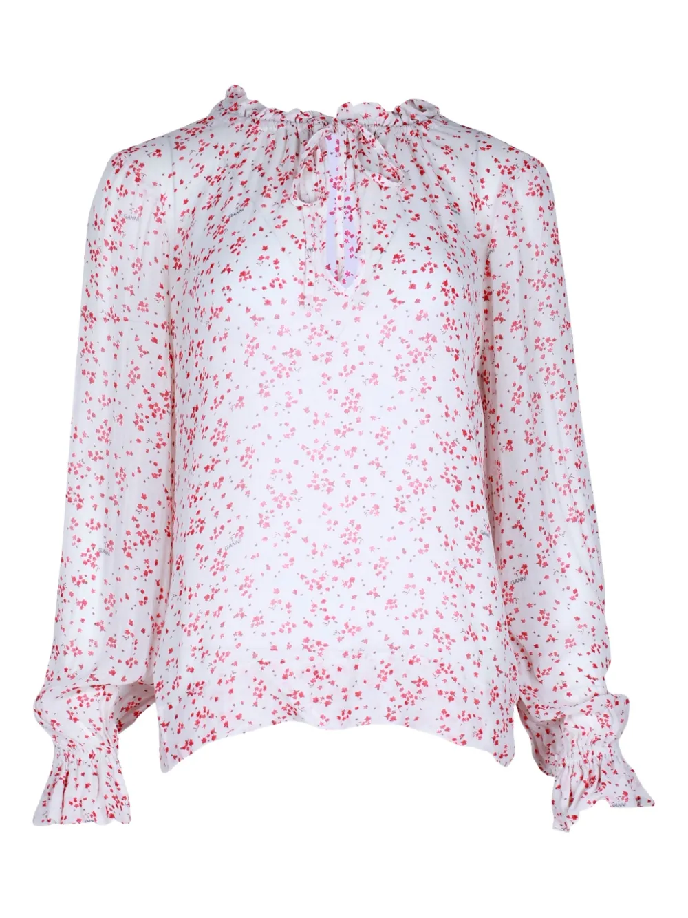 GANNI ruffled floral-print blouse | White | Image 1