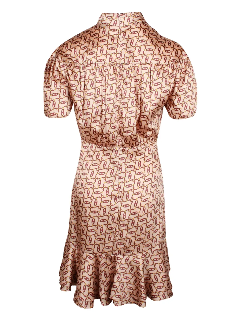 SANDRO chain-print asymmetric-hem dress - Beige