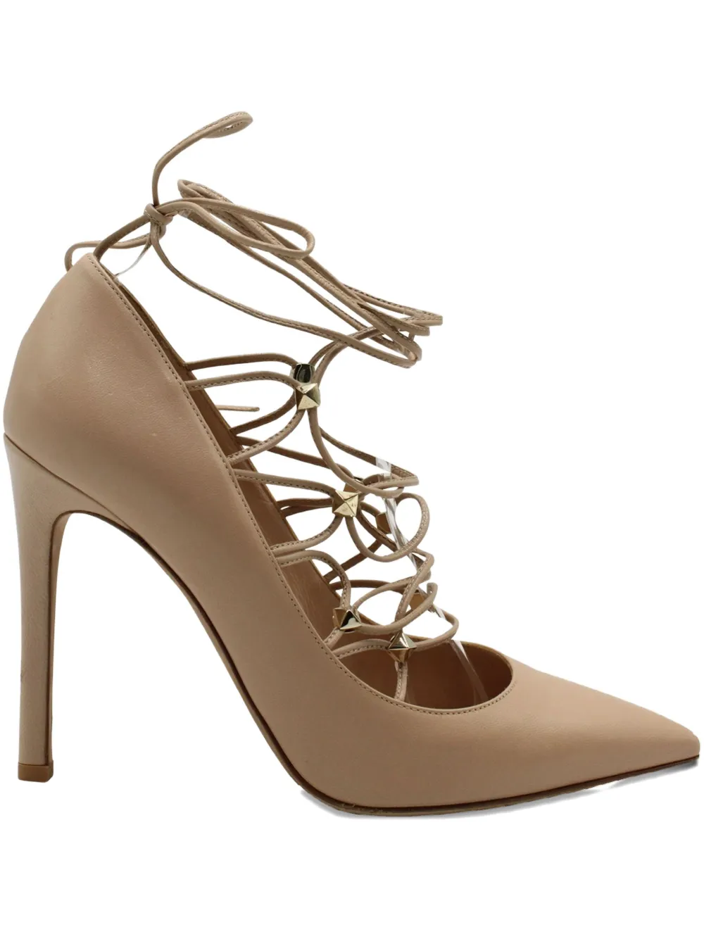 Pre-owned Valentino Garavani Rockstud Lace-up Pumps In Pink