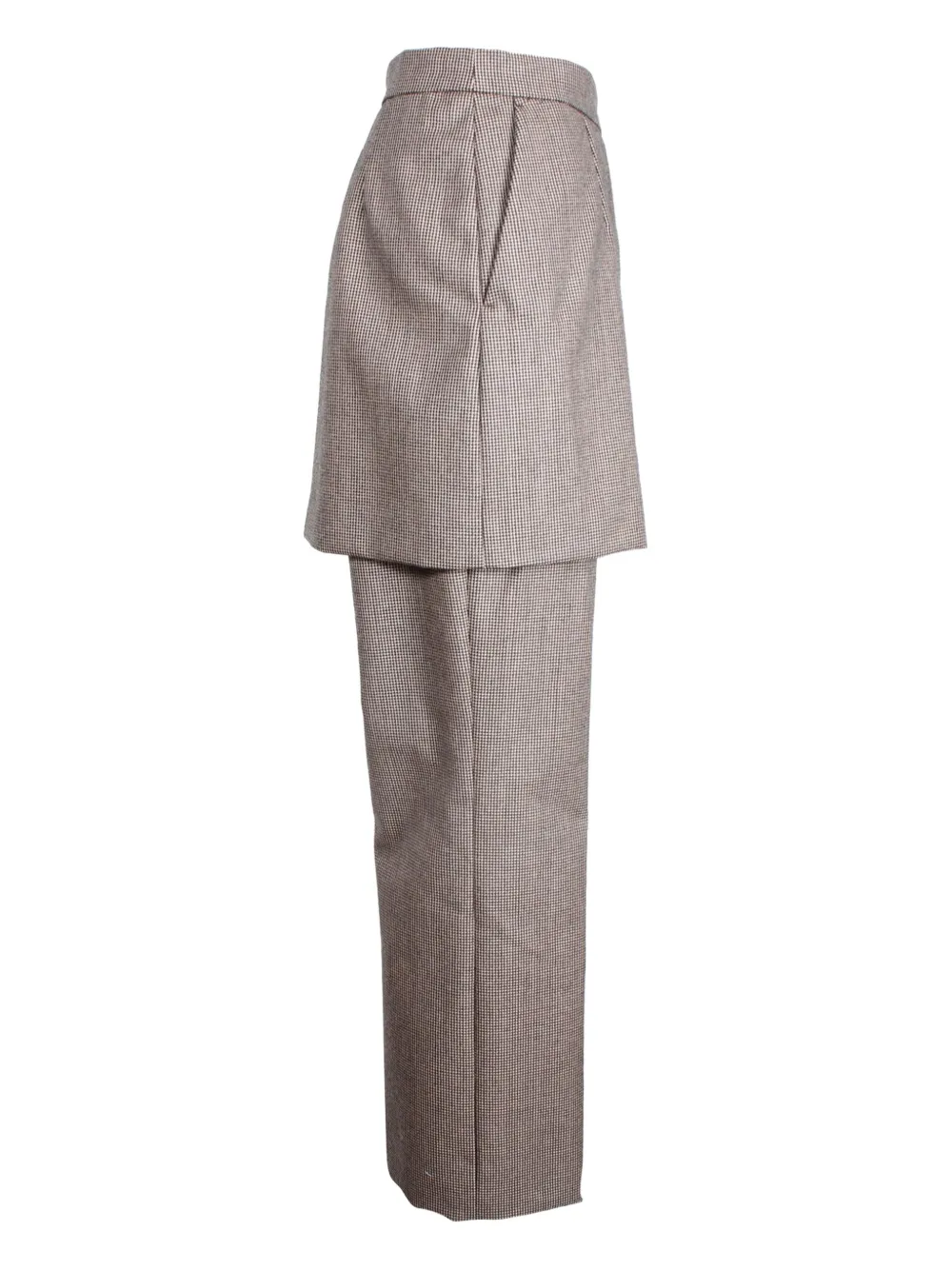 Dries Van Noten Pre-Owned checke overlayed-panel trousers - Bruin