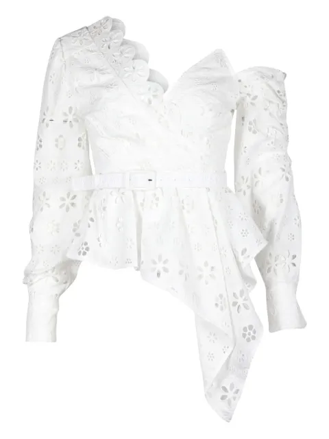 Self-Portrait asymmetric long-sleeve blouse