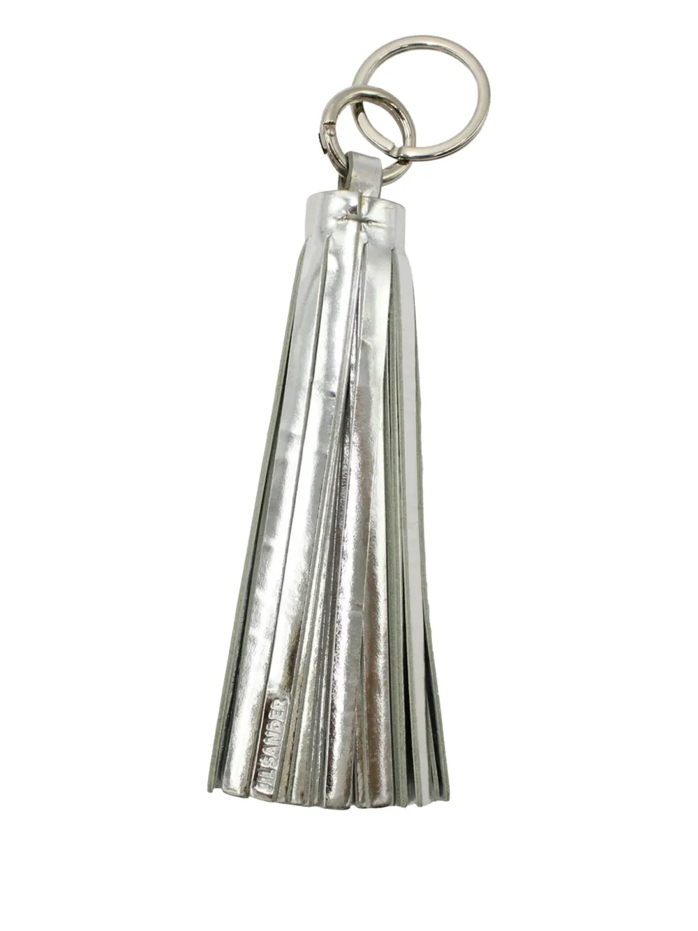 Pre-owned Jil Sander Leather Tassel Keychain In Gray