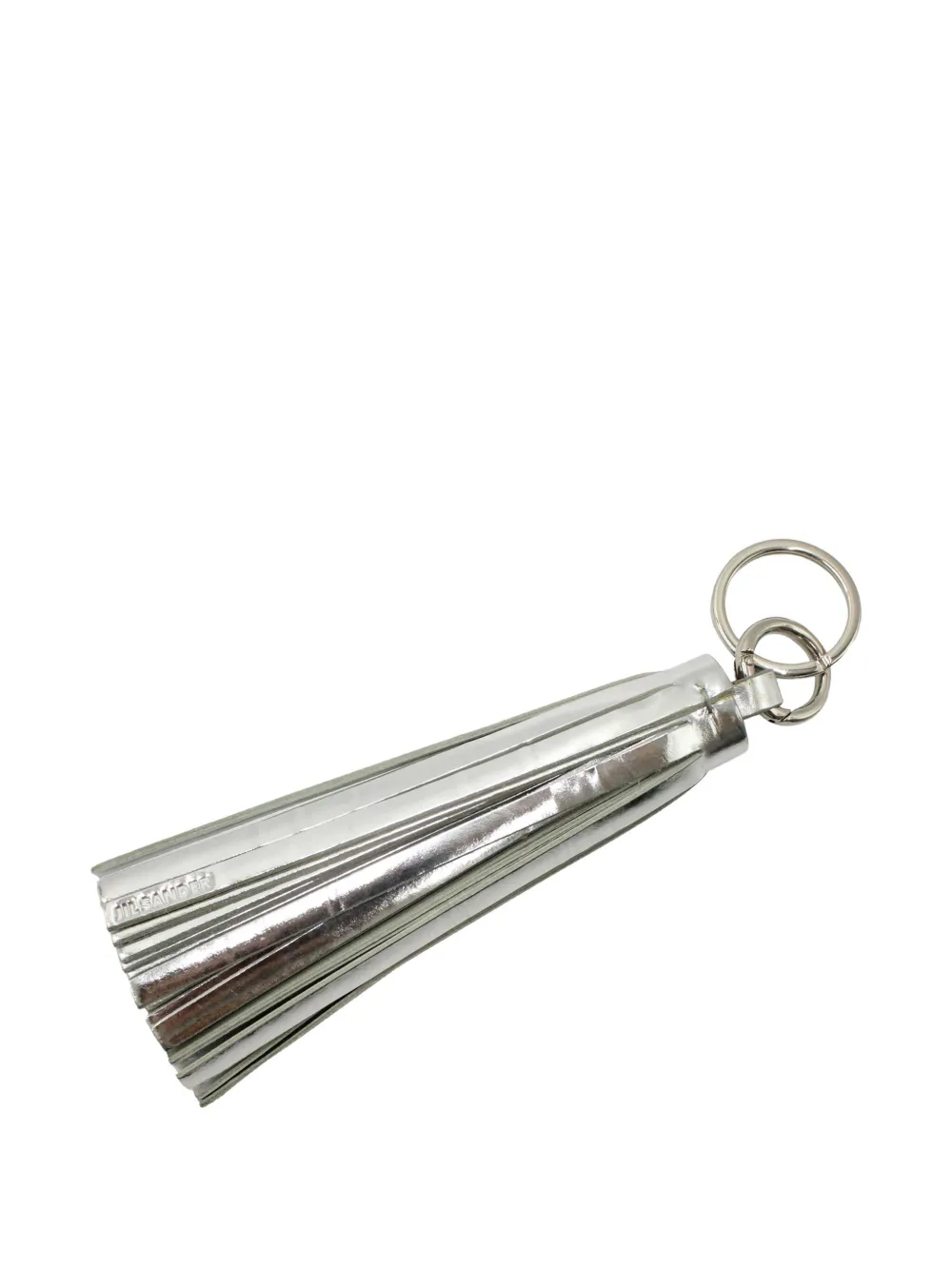 Pre-owned Jil Sander Leather Tassel Keychain In Gray