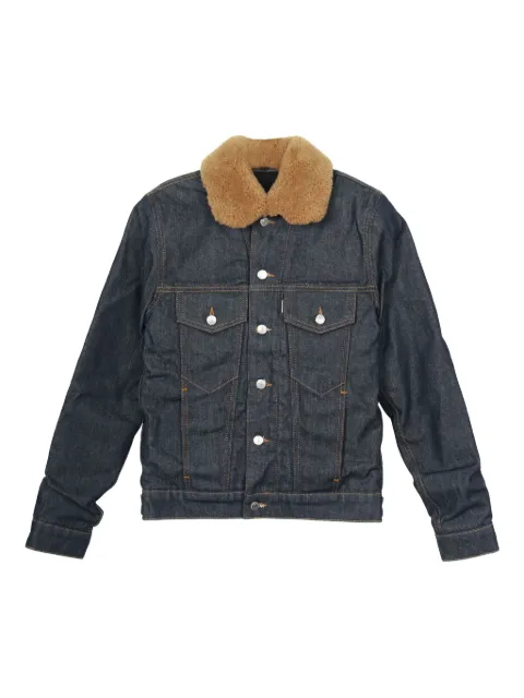 SANDRO shearling-collar denim jacket