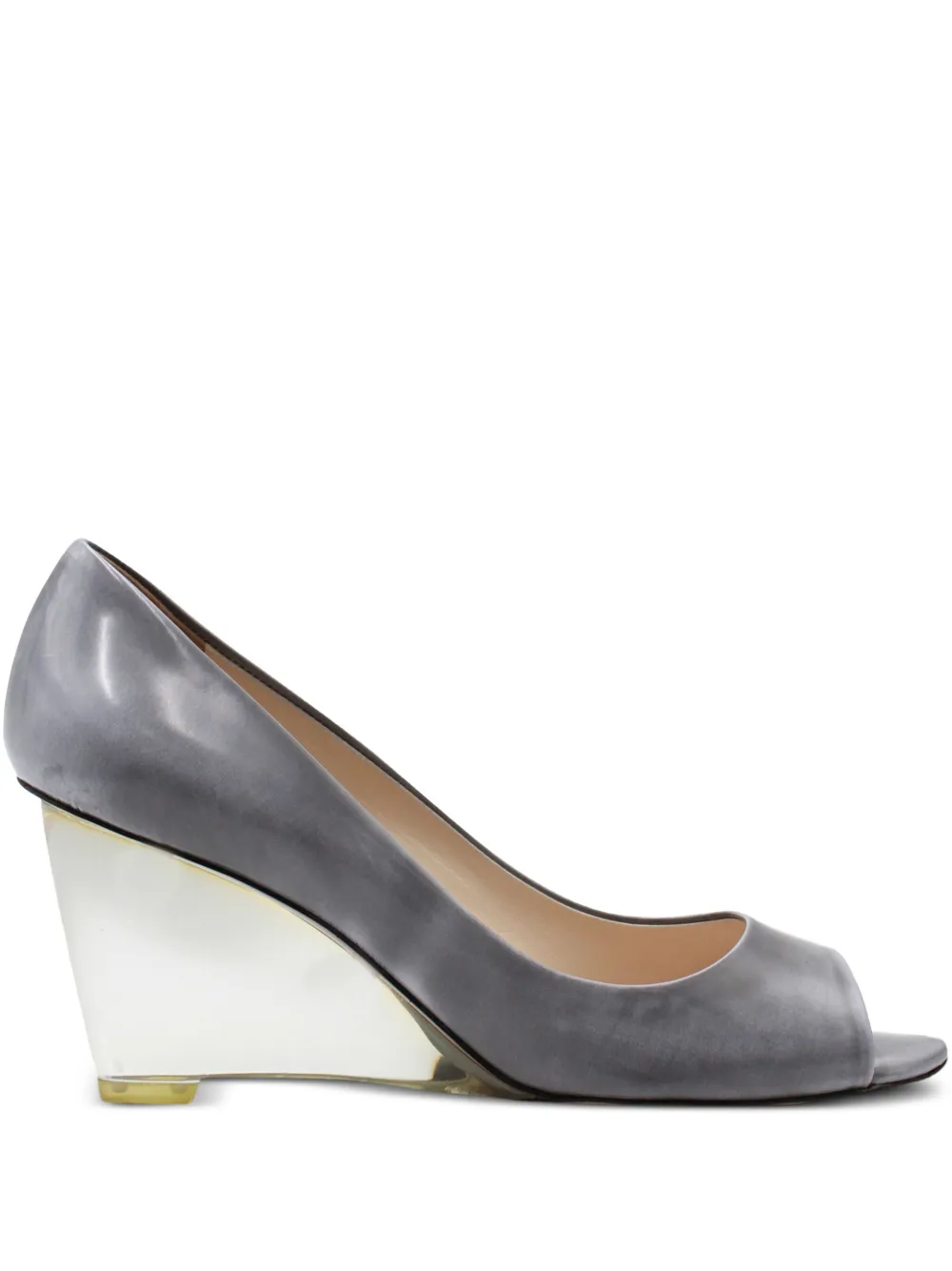 Prada Pre-Owned wedge peep-toe pumps | Grey | Image 1