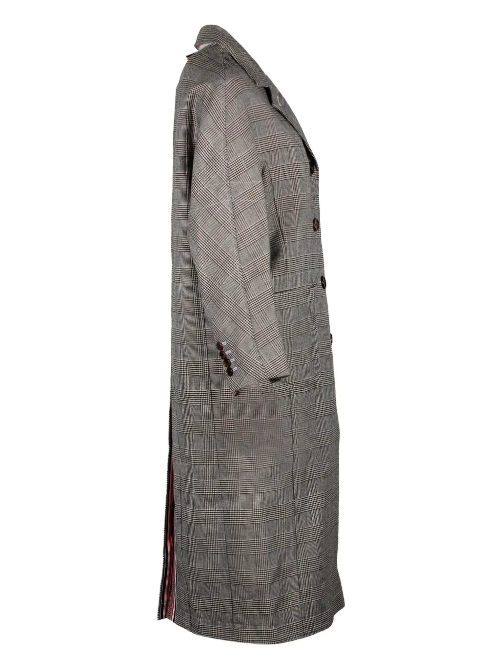 Pre-owned Thom Browne Checked Wool Coat In Black