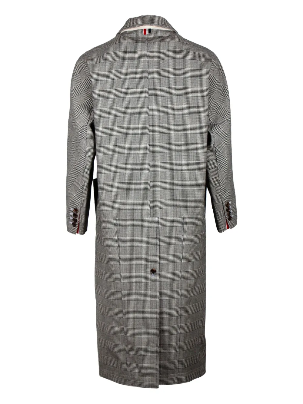 Thom Browne checked wool coat - Zwart