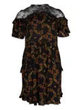 SANDRO floral-print ruffled mini dress - Black