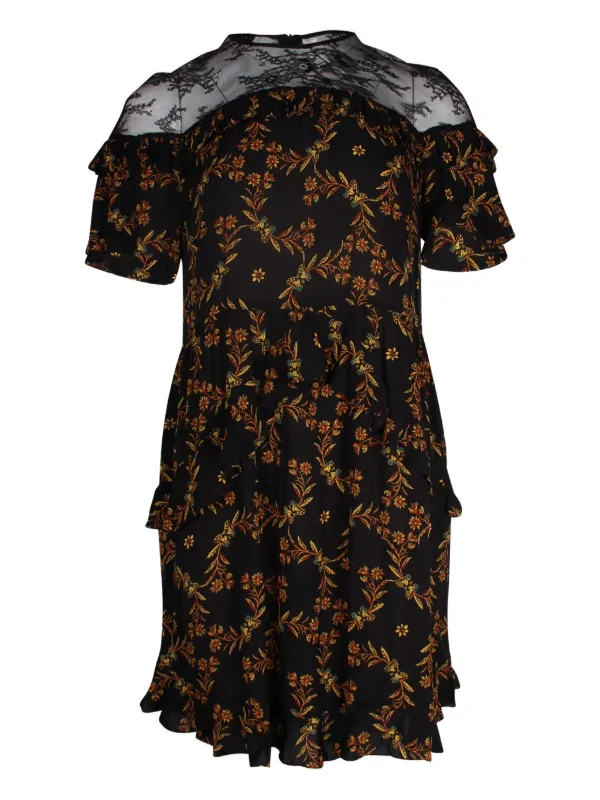 sandro short ruffled dress Short ruffled dress black / gray For Women