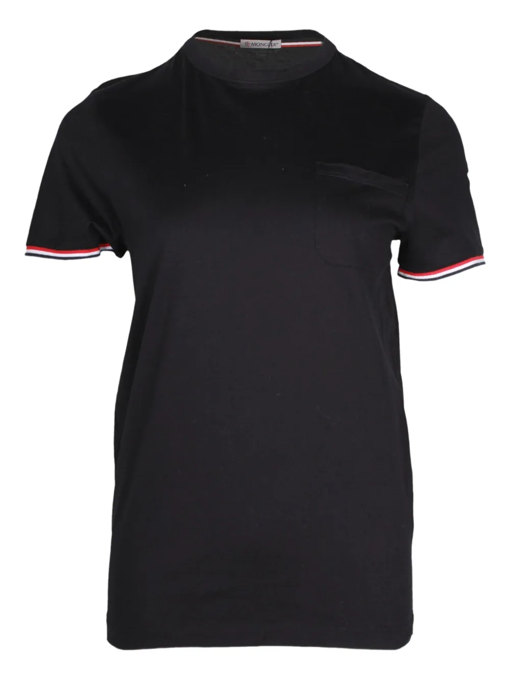 Moncler Vintage striped-cuffs cotton T-shirt | Black | Image 1