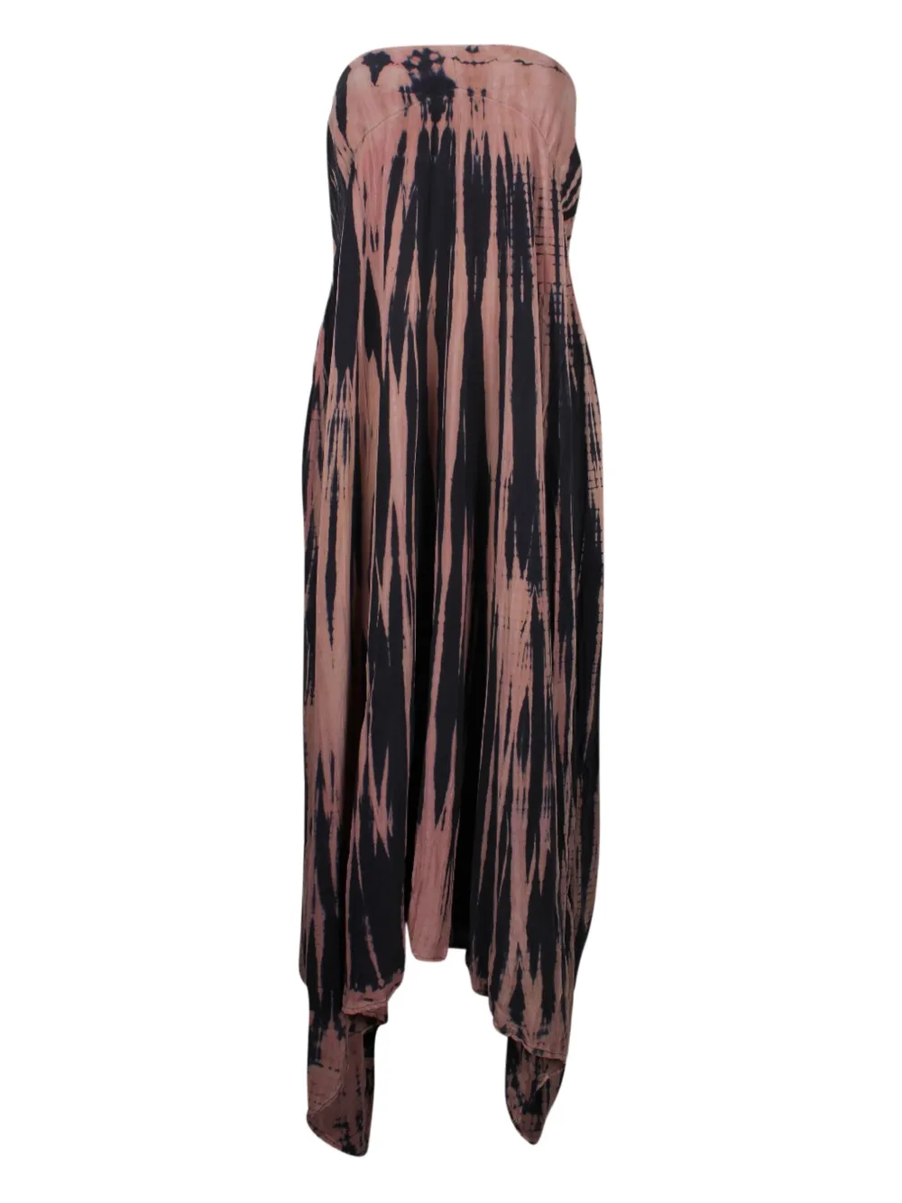 Pre-owned Maje Tie-dye Pattern Midi Dress In Brown