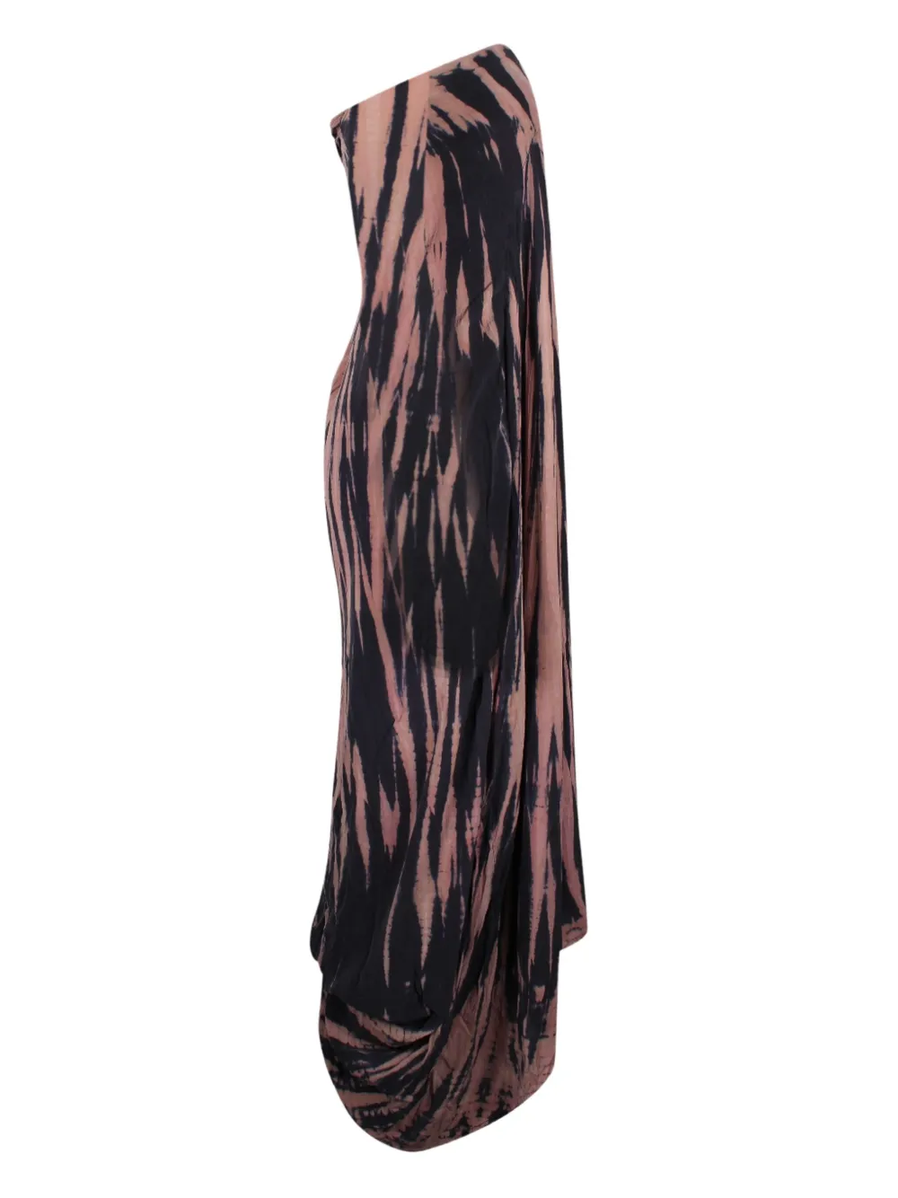Pre-owned Maje Tie-dye Pattern Midi Dress In Brown