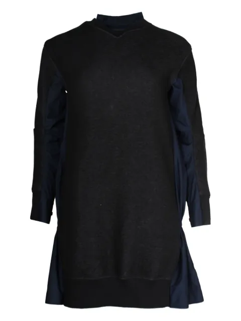 sacai two-tone pleat-detail dress