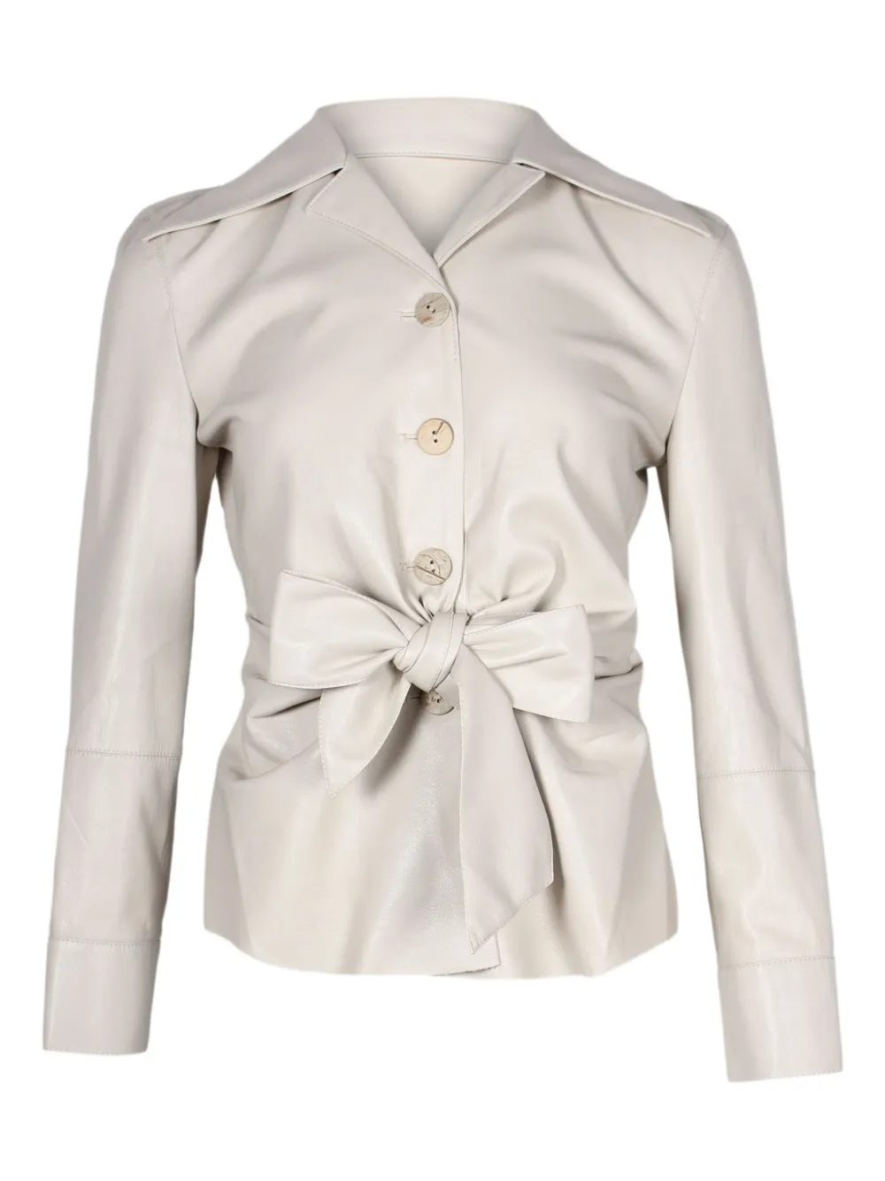 Pre-owned Nanushka Belted Long-sleeve Shirt In Sand