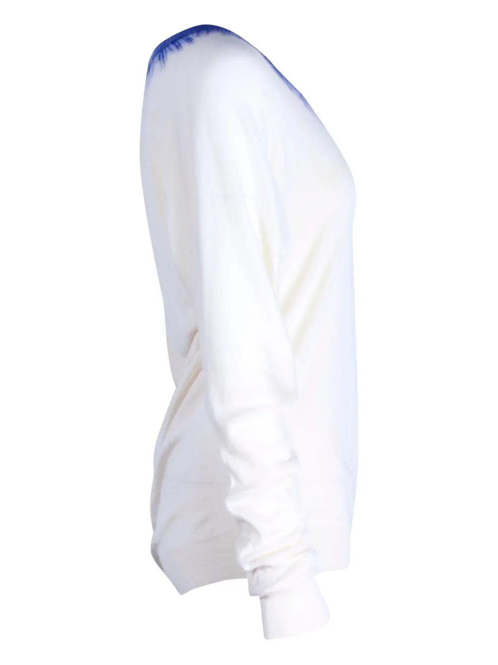 Pre-owned Alexander Mcqueen V-neck Blue-trimmed Sweater In White